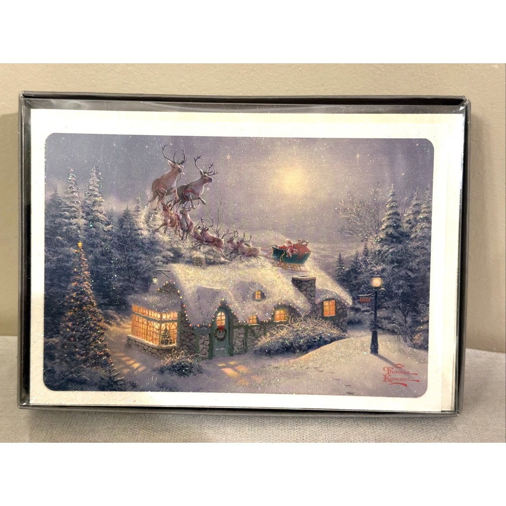 Hallmark THOMAS KINKADE Christmas Cards/Self-Sealing Envelopes - Box of 16 NEW